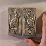 Set Of Two 2"x4" Heron Ceramic Handmade Tiles - Gray Glaze Size Reference