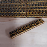 Leaves 1"x6" Border Ceramic Handmade Tiles - Amber Brown Glaze Grouping
