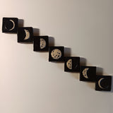 2"x2" Phases of the moon set of seven Ceramic Handmade Tiles - night sky glaze