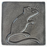 Mouse 4"x4" Ceramic Handmade Tile - gray glaze
