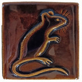 Mouse 4"x4" Ceramic Handmade Tile - Amber Brown Glaze