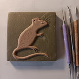 Mouse 4"x4" Ceramic Handmade Tile - Sculpting Process