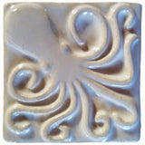 Octopus 3"x3" Ceramic Handmade Tile - white glaze