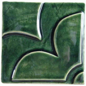 Quarter Quatrefoil 4"x4" Ceramic Handmade Tile - Leaf Green Glaze