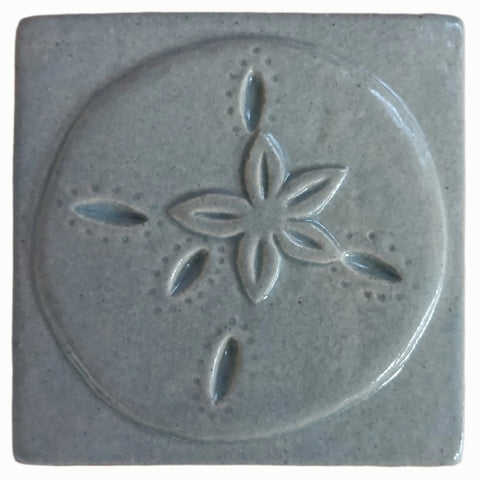 Sand Dollar 4"x4" Ceramic Handmade Tile - Celadon Glaze