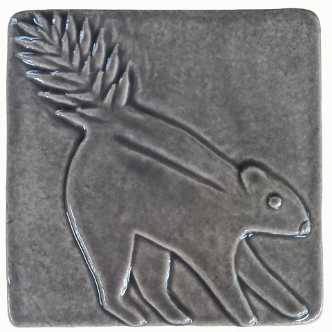 Skunk4"x4" Ceramic Handmade Tile - gray glaze