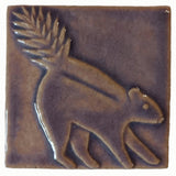 Skunk 4"x4" Ceramic Handmade Tile - Hyacinth Glaze