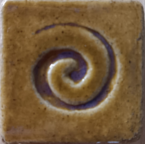 spiral 2"x2" Ceramic Handmade Tile - honey glaze