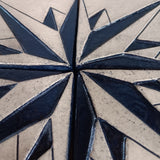 Starburst Medallion, Four 4"x4" Ceramic Handmade Tiles- night Sky Glaze close-up