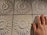 Sunflower 6"x6" Ceramic Handmade Tile - white glaze grouping
