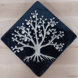 Diagonal Tree Of Life 6"x6" Ceramic Handmade Tile - Night Sky Glaze