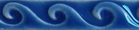 Waves 1"x4" Border Ceramic Handmade Tile -Watercolor Blue Glaze