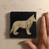 Wolf 4"x4" Ceramic Handmade Tile - Size Reference