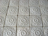 Sunflower 4"x4" Ceramic Handmade Tile - White Glaze Grouping