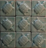 Turtle 2"x2" Ceramic Handmade Tile- Pacific Blue Grouping