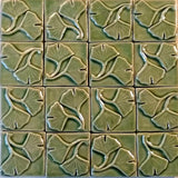 Double Ginkgo 2"x2" Ceramic Handmade Tile - Spearmint Glaze Grouping