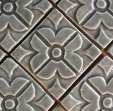 Geometric Blossom 3"x3" Ceramic Handmade Tile - Gray Glaze Grouping