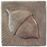 Acorn 4"x4" Ceramic Handmade Tile - Gray Glaze