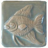 Angelfish 2"x2" Ceramic Handmade Tile - Celadon Glaze