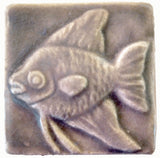 Angelfish 2"x2" Ceramic Handmade Tile - Gray Glaze