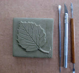 Aspen Leaf 3"x3" Ceramic Handmade Tile - In Progress Photo