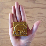 Bear 2"x2" Ceramic Handmade Tile -  Size Reference Honey Glaze