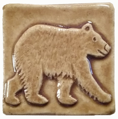 Bear 2"x2" Ceramic Handmade Tile - Honey Glaze