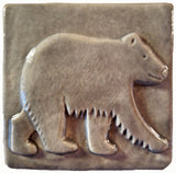 bear 4"x4" Ceramic Handmade Tile - Gray Glaze