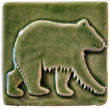 bear 4"x4" Ceramic Handmade Tile - Spearmint Glaze