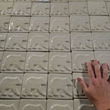 bear 4"x4" Ceramic Handmade Tile - white Glaze grouping