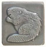 Beaver 2"x2" Ceramic Handmade Tile - gray glaze