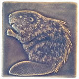 Beaver 4"x4" Ceramic Handmade Tile - Watercolor Blue Glaze