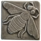 Honey Bee 3"x3" Ceramic Handmade Tile - Gray Glaze