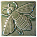 Honey Bee 4"x4" Ceramic Handmade Tile - Spearmint Glaze