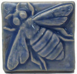 Honey Bee 2"x2" Ceramic Handmade Tile - Watercolor Blue Glaze