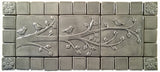 Birds On A Branch Triptych Three 6"x6" Ceramic Handmade Tiles With 2" Border - Gray Glaze