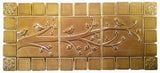 Birds On A Branch Triptych Three 6"x6" Ceramic Handmade Tiles With 2" Border - Honey Glaze