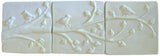 Birds On A Branch Triptych Three 6"x6" Ceramic Handmade Tiles - White Glaze