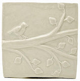 Birds On A Branch 2 6"x6" Ceramic Handmade Tile - White Glaze