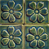 Blossom 3"x3" Ceramic Handmade Tile - Leaf Green Glaze Grouping