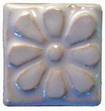 Flower 1"x1" Ceramic Handmade Tile - White Glaze