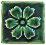 Blossom 3"x3" Ceramic Handmade Tile - Leaf Green Glaze