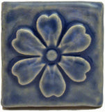 Blossom 3"x3" Ceramic Handmade Tile - Watercolor Blue Glaze