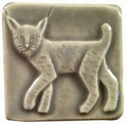 Bobcat 2"x2" Ceramic Handmade Tile - Gray Glaze