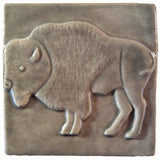 Buffalo 4"x4" Ceramic Handmade Tile - Gray Glaze