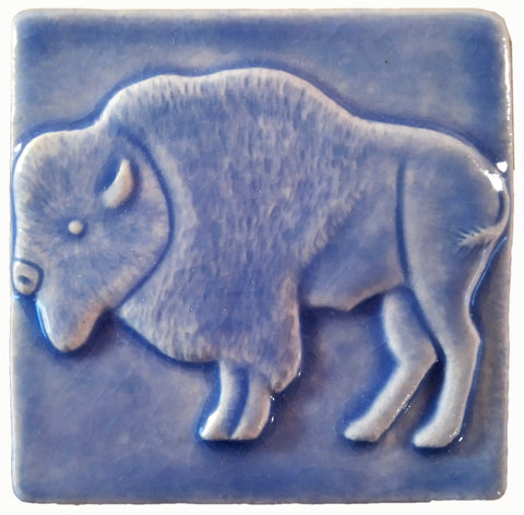 Buffalo 4"x4" Ceramic Handmade Tile - Watercolor Blue Glaze