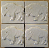 Buffalo 4"x4" Ceramic Handmade Tile - White Glaze Grouping