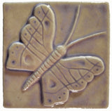 Butterfly 4"x4" Ceramic Handmade Tile - Hyacinth Glaze