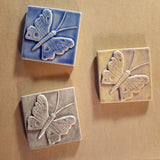 Butterfly 4"x4" Ceramic Handmade Tile - Multi Glaze