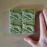 Caterpillar 2"x2" Ceramic Handmade Tile - Spearmint Glaze Grouping